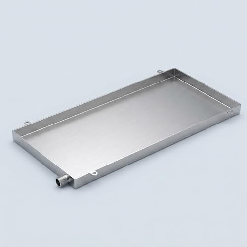 KAXLDHH Edelstahl Auffangwanne Klimaanlage, Universal Kondensatwanne Ablaufwanne mit Schlauch für Außengerät, Rostfreie Metall Tropfschale für 1- 2P Split- Klimaanlagen(70x120cm)