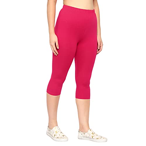 Image of Irana Women Cotton Stretchable Capri | Slim /Regular Fit | Breathable Yoga, Gym & Lounge Wear | High-Waist Stretchable 3 /4 Length Leggings|Capri Pants for Women - Pack of 1