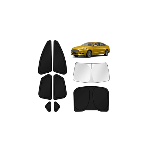 Image of KUST Car Window Shades for 2013-2021 Ford Fusion Accessories Windshield Sun Shade Side Rear Window Covers Sunshade Privacy Protection for Camping Blackout UV Block Full Set 8PCS
