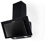 Respekta Dunstabzugshaube kopffrei/Dunstabzugshaube schräg 60 cm/Metallgehäuse mit Glasschirm in Schwarz/Abluft - und Umluftfunktion / CH33060SB / B / 51 – 63,5 dB
