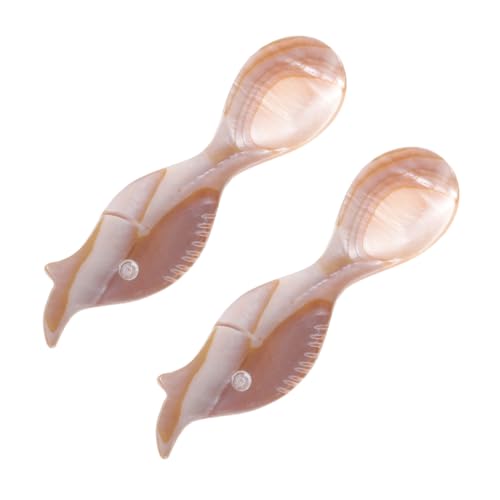 Holibanna 2 Piezas Cucharas de Concha para Postres Cucharas Pequeñas Decorativas para Helados y Caviar Prácticas