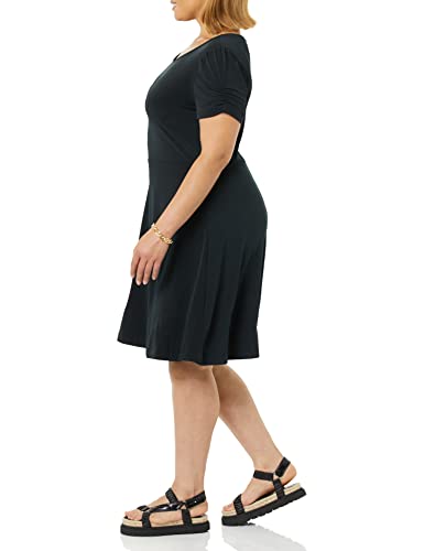 Image of Amazon Essentials Women's Gathered Short Sleeve Crew Neck A-line Dress (Available in Plus Size)