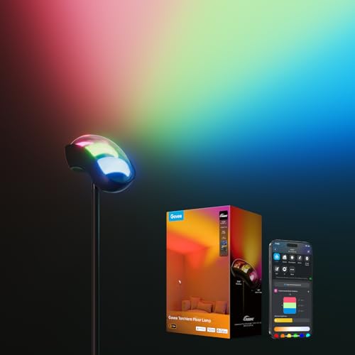 Govee Torchiere Lampada da Terra LED, RGBWWIC Lampada con Controllo 3-Zone, Compatibile con Matter...