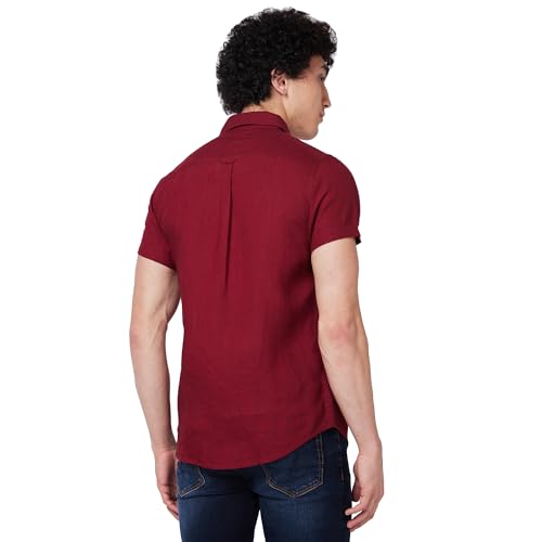 Image of Spykar Men's Regular Fit N /A Half Sleeve Solid Casual Shirts