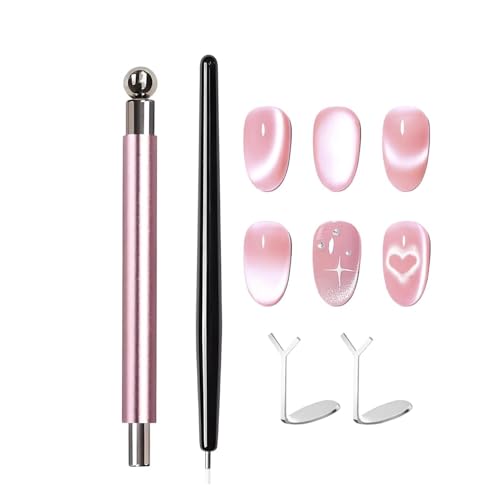 Qapayieg Set Imanes De Uñas,Con Doble Cabezal Metálico De Bola Y Portátil | Herramienta Magnética Para Decorar Uñas | Para Principiantes, Expertos, Hogar, Salón De Belleza, Dormitorio Y Viajes