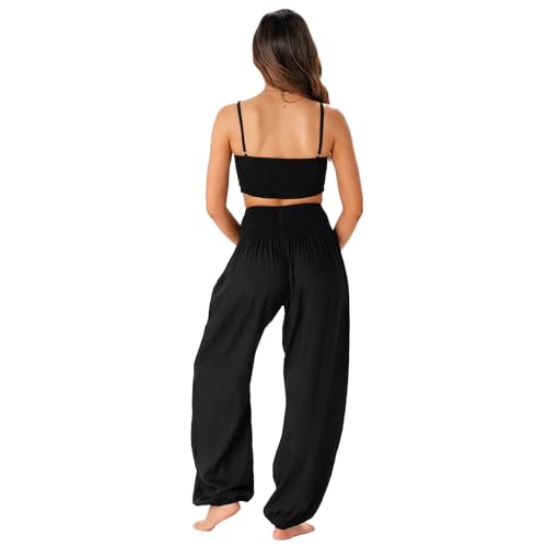 Lotus and Luna Women's Harem Pants Thai Pants for Beach & Lounge High Waisted Flowy Boho Pants Genie Pants Yoga Pants3