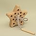 Free Shipping Handmade Wooden Threading Star, TT21 for Fine Motor Skills Waldorf Montessori Learning Perfect Gift
