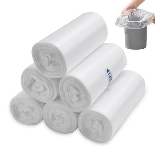 FAELNK Bolsas de Basura Pequeñas de 3L, 180 Unidades, Mini Bolsas de Basura para Mini Papelera de Escritorio para Baño Oficina Coche (Blanco,6 rollos, 3l)