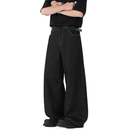 Men's Pants Denim Straight Jeans Light Loose Wide Leg Trouser for Man