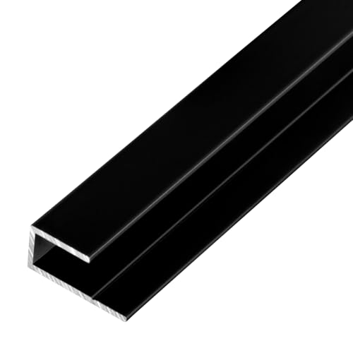 S-Polytec Aluminium U- Profil, Alu Abschlussprofil, Aluprofil für Doppelstegplatten, HPL- Platten 6mm, SCHWARZ, verschiedene Längen Größen (1, U- Profil (1 Meter), 6mm Schwarz)
