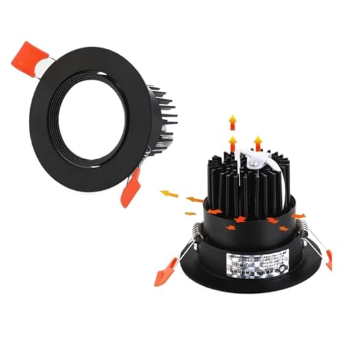Planchers et plafonniers LED encastrés noirs 12W à intensité variable - 2