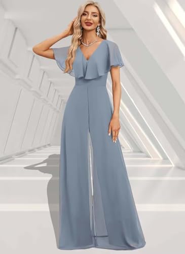 Mother of The Bride Pant Suits for Wedding 2 Pieces Chiffon Pantsuits for Wedding Guest Jumpsuit for Women4