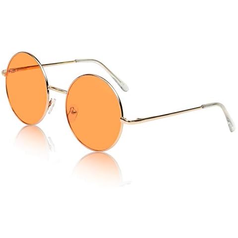 SunnyPro Metal Sunglasses Circle Lens Hippie Glasses Cover