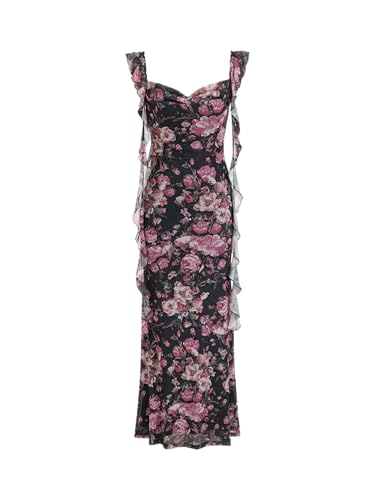 Image of CIDER Formal Dresses for Women Wedding Guest Dresses Summer Maxi Dress Sleeveless Mesh Ruffle Cocktail Dress Elegant Outfits