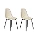 Lola Home Lot de 2 chaises de Salle à Manger rembourrées en Tissu Blanc cassé et métal 47x51x81 cm