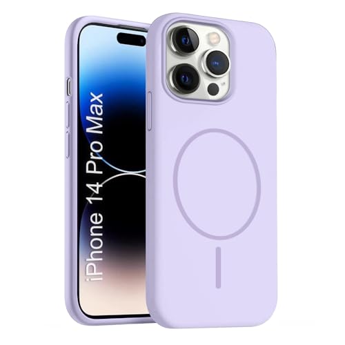 Image of iPhone 14 pro max Silicone Magsafe Case | Shock Proof Design & Camera Protection | Premium Rubberised Apple iPhone 14 pro max Cover (Microfiber Lining) | Magnetic Liquid Silicone - Purple