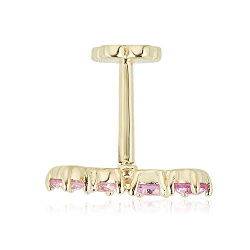 Image of AVORA 14K Gold 4 stone Simulated Diamond CZ Curved Bar Cartilage Piercing Flat Back Earring Body Jewelry (18 Gauge)