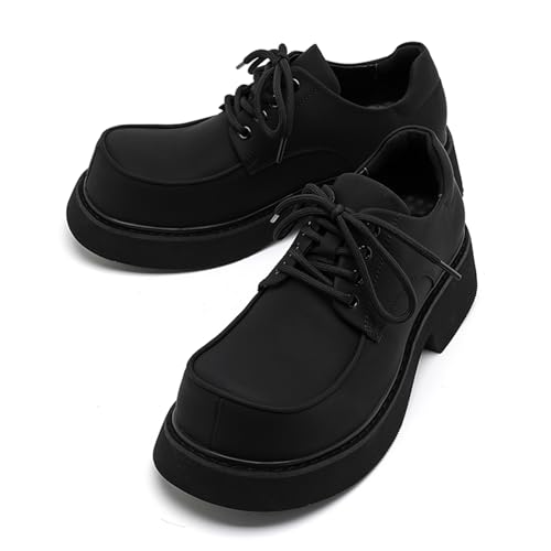 Image of Men's Fashion Platform Genuine Leather Dress Shoes Height Boosting Chunky Oxfords Shoes Casual Party Dating Prom