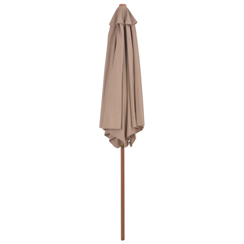 Madera resistente protección UV mástil 38 mm soporte mesa Gris Topo 270 cm | Sombrilla de jardin con palo de madera gris taupe 270 cm toldo parasol exterior con proteccion UV para terraza patio playa