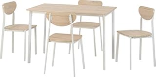 Seconique Large Dining Set with 4 Riley Chairs, Light Oak, 4 Seater
