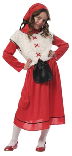 Rubies Disfraz Pastora para niñas, Camisa con chaleco, falda, delantal y pañuelo, Oficial Navidad, Fiestas navideñas, Festivales escolares, Carnaval y Cosplay