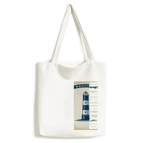 Sac en toile robuste pour ranger vos affaires de cours motif phare marin