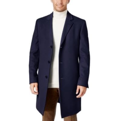 Lauren Ralph Lauren Mens Classic fit Overcoat Coat 38 R Navy Blue Solid