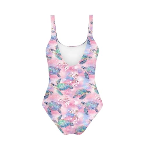 Image of One Piece Bathing Suit for Teen Girls Comfy Crewneck Backless Bathing Suit