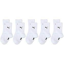 PUMA Easy Rider Kids' Crew Socks (5 Pack) Calcetines, Blanco, 35-38 (Pack de 5) Unisex niños