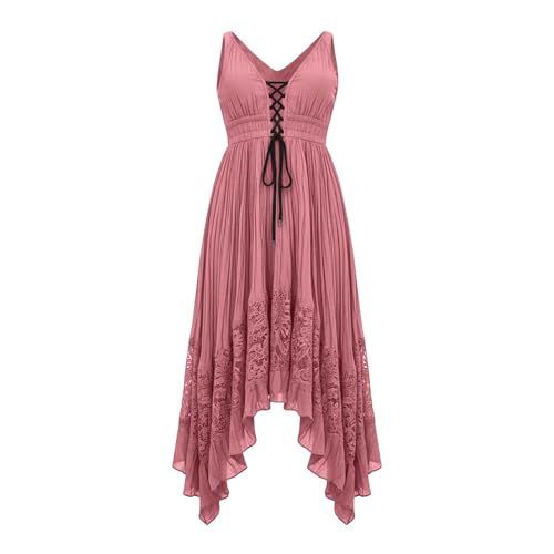 Robe midi bohème à lacets ajustables et manches à volants amples - 3