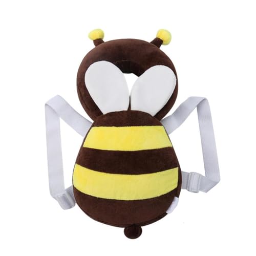 HUG PUPPY Cotton Baby Head Protector Cushion Plush Soft Toy Early Learning Toy Fall Protection Baby Head Protector Child Adjustable Shoulder Strap (Brown)