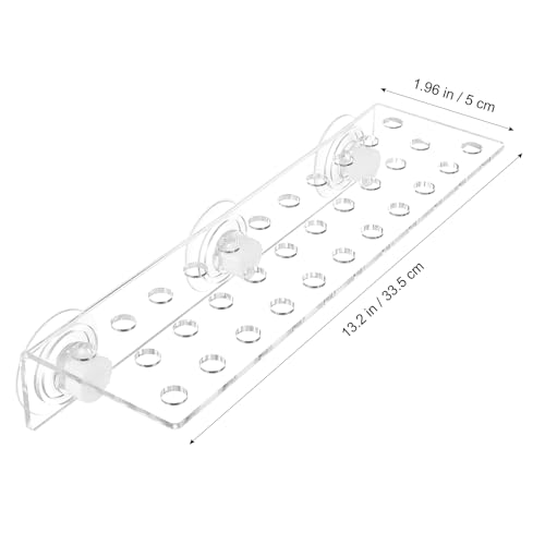 Image of POPETPOP Coral Frag Rack : 32 Holes Clear Acrylic Coral Bracket with Powerful Suction Cup for Fish Tank Aquarium, 13.17X4.13X2.16in