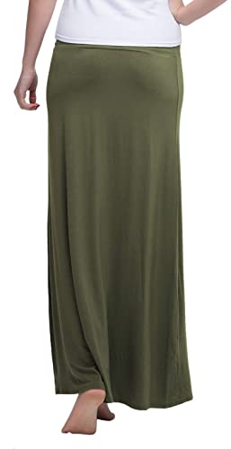 Image of Urban CoCo Women's Stylish Spandex Comfy Fold-Over Flare Long Maxi Skirt