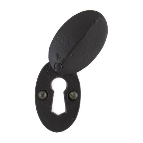 Handmade Oval Escutcheon & Cover - 2" x 1 1/8" - Traditional Black Cover