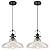 COTTMIC Black Glass Pendant Lights Kitchen Island, 12in, Modern Kitchen Pendant Lights Fixture, Farmhouse Pendant Lighting for Dining Room Bedroom Bar Sink, 2 Pack