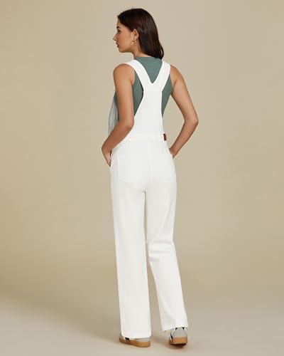 luvamia Jean Overalls for Women Straight Wide Leg Baggy Stretchy Denim Bib Adjustable Strap Casual Jumpsuit Loose Fit