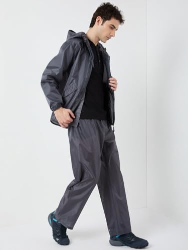 Image of Wildcraft Men Rain Jacket | Hooded Waterproof Design With Adjustable Drawstring & Elasticated Cuffs | 100% Polyester Breathable Fabric For Monsoon Travel & Daily Wear