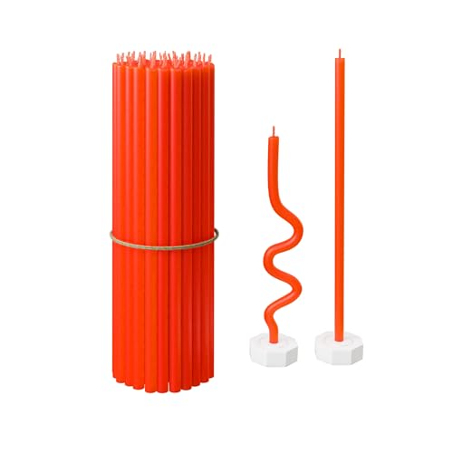 BlueBee Pure Beeswax Candles Bulk for Home - 40pcs Tall Thin Taper Candles + 2 Holders, Honey Scent, Smokeless, Long-Burn, All Natural for Church Prayer, Hanukkah, Birthday Cake, Christmas Advent