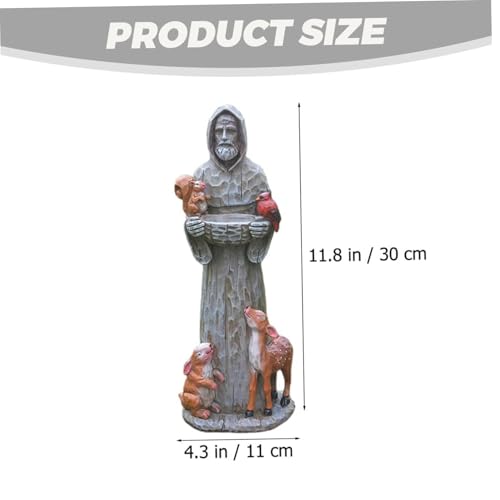 Statue Saint François d'Assise pour jardin avec mangeoire oiseaux et animaux résine - 4