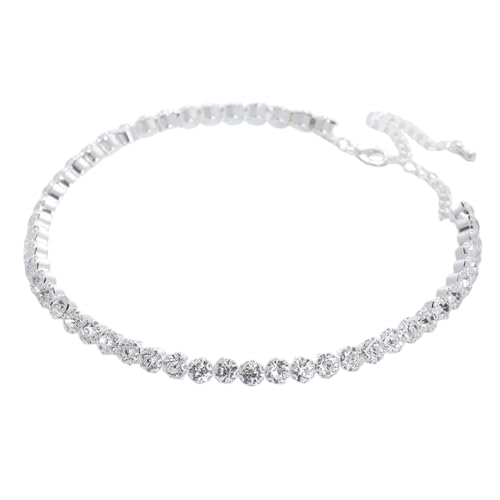 Collier ras du cou en cristal de haute clarté avec chaîne de tennis ajustable anti-torsion