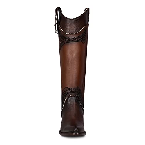 Cuadra Women's Tall Boot in Bovine Leather with Zipper Brown3