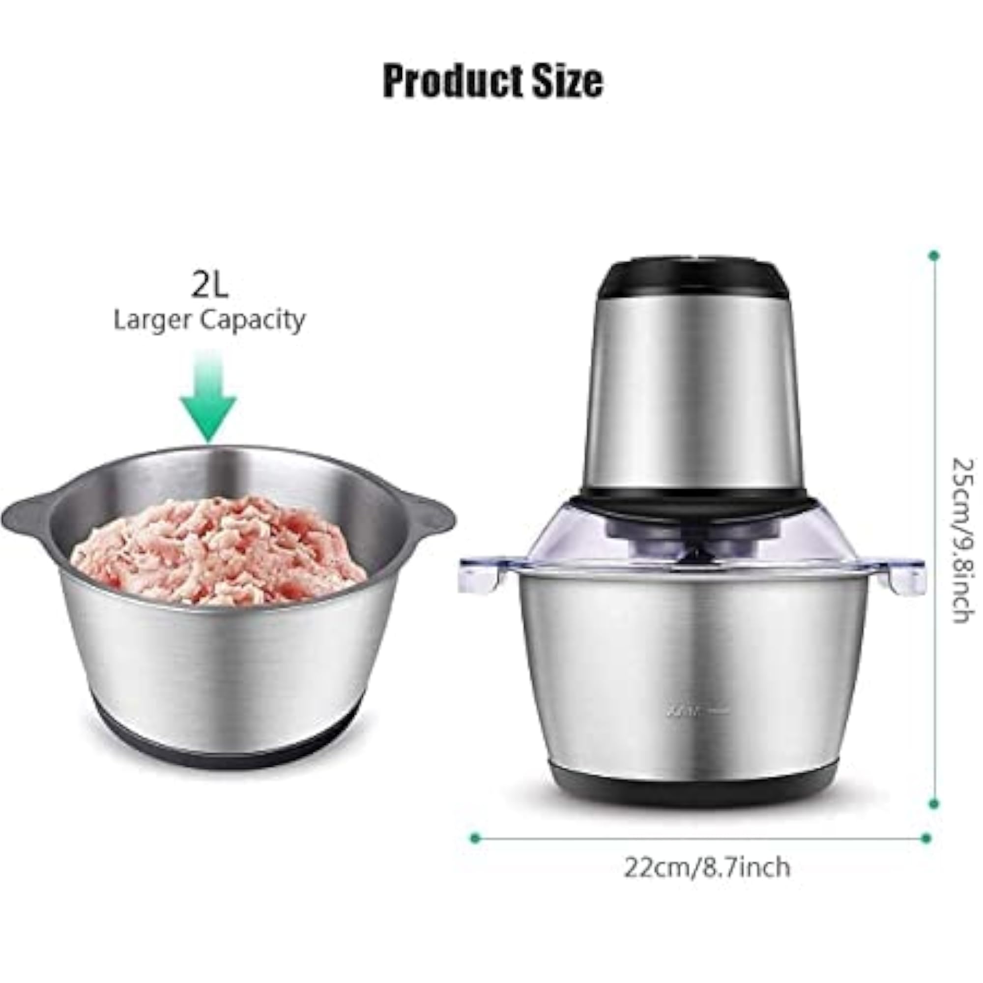 Stainless Steel Electric Meat Grinder with Bowl