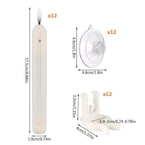 Image of fclayvts 12 Pack Flameless LED Window Candles with Suction Cups, Dusk to Dawn Sensor, Flickering Taper Candles, Removable & Reusable, Warm White Light for Christmas Home Decor