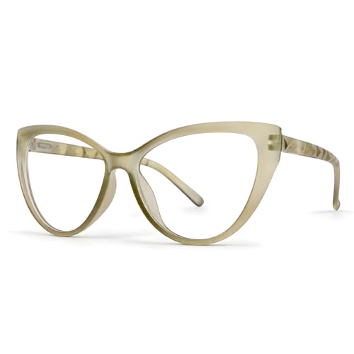 Image of Blue Light Blocking Cat Eye Glasses for Women Transparent Frame Anti UV Protection Zero Power Computer Glasses Lightweight Optical Frame