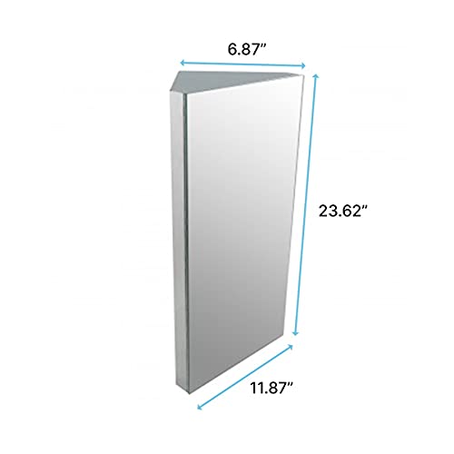 Renovators Supply Infinity Corner Wall Mount Medicine Cabinet With Mirror Polished Stainless Steel Bathroom Storage 23.6 X 11.8 Inches Hanging Triple Shelf Storage Cabinet Opens Right To Left #TOP1