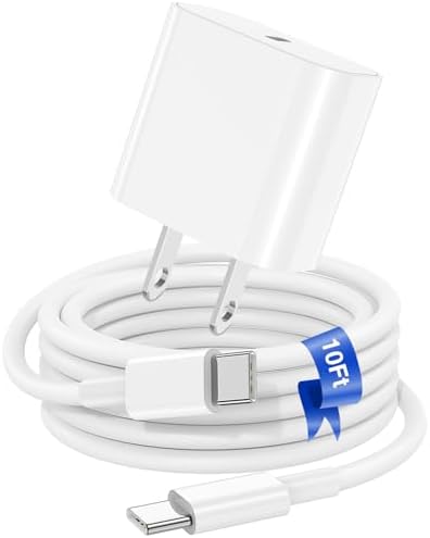 iPhone 17 16 15 Fast Charger Block and 10ft Type C to C Cable Cord Long, 20W USB C Charging Plug for Apple iPhone 17 Pro Max/17 Air/16 Pro Max/16/15 Pro/15 Plus/iPad Mini,Wall Power Adapter Cube Brick