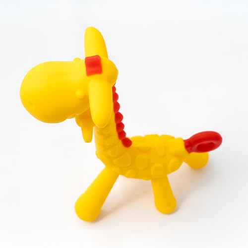 Image of Giraffe Soft Silicone Teether for Baby Gums, Teething Toys for Babies, BPA Free, Pain-Relief, Non-Toxic, 100% Food Grade, Soothing & Smooth Edges Easy to Grasp Chewable - Yellow (Pack of 1)