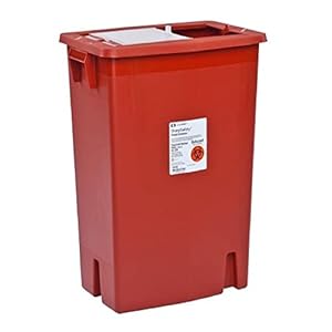 Covidien 8938 SharpSafety Sharps Container Slide Lid, 18 gal Capacity, Red (Pack of 5)