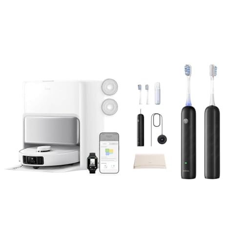 MOVA P50 Pro Ultra Robot Aspirador y Fregasuelos, 19000 Pa Fresh Pro 3DClean Cepillo de Dientes, Recargable para Adultos, 2 Cabezales de Cepillado 3-en-1 Negro Mate