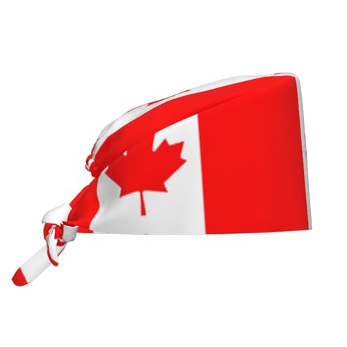 YYHWHJDE Breathable Work Hat Canadian Flag Prints Adjustable Comfortable Chef Hat for Women & Men Black
